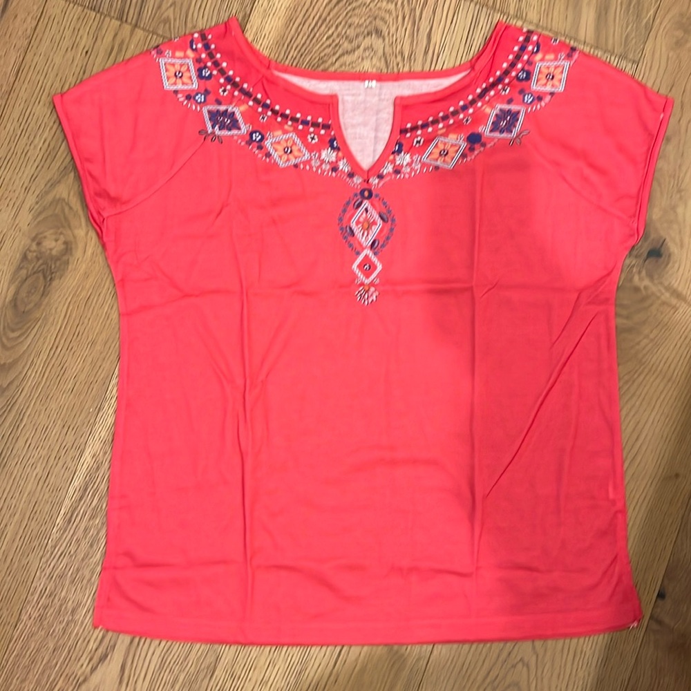 Red cap sleeve‎ boho shirt